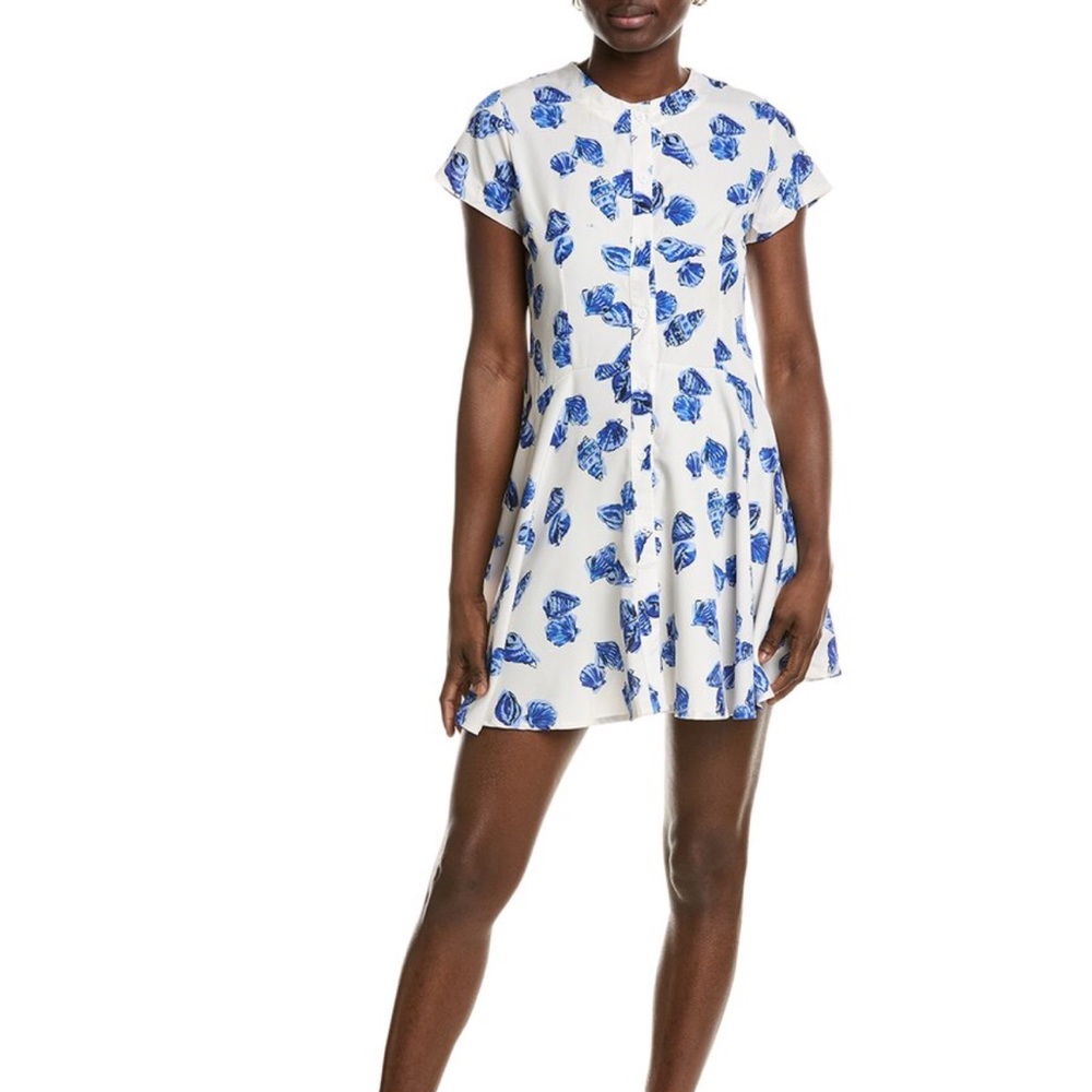 Zara White Mini Dress with Blue Floral Pattern